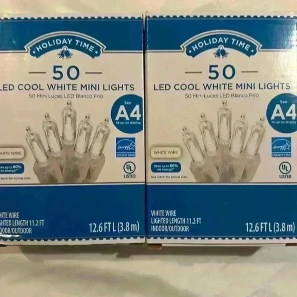 LED 50 Cool White Mini Christmas Lights 11.2'‎  Indoor Outdoor